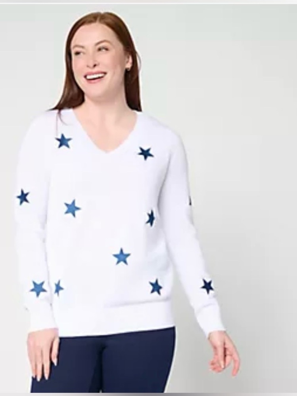 Belle by Kim Gravel Sunshine Stitches Embroidered V Neck Sweater